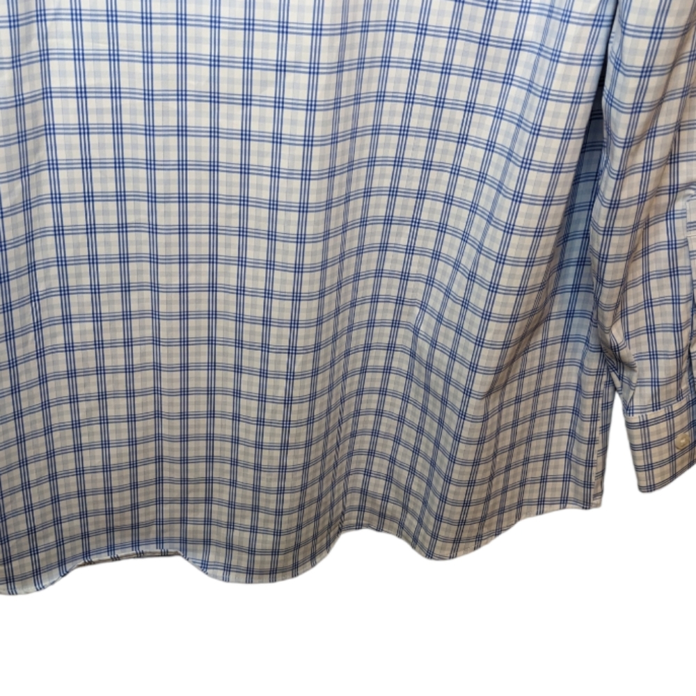 NWT Perry Ellis Portfolio Travel Luxe Blue Check Tech Shirt Neck 16 34/35 💙✨ - Picture 10 of 12